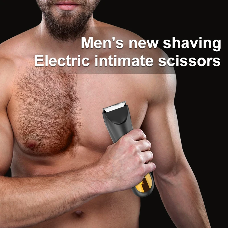 Electric Body Hair Trimmer for Men Groin Hair Cutting Machine LED Display Hair Shaver USB Base Charging Waterproof Ceramic Blade