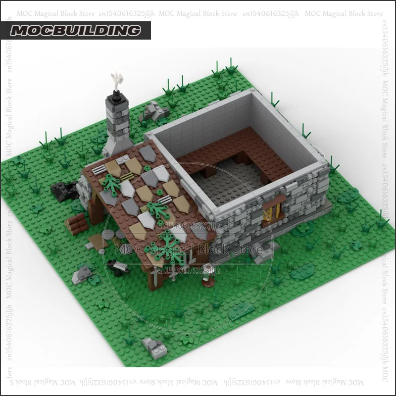 Mittelalterliche Forge MOC Bausteine Dorf Stadt Architektur Schloss Modell Technologie Ziegel Sammlung Display Spielzeug Weihnachten Geschenke