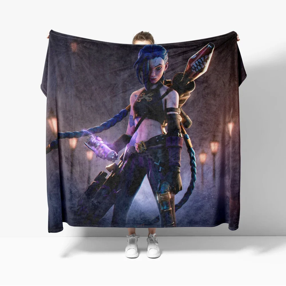 

Jinx Arcane Season Flannel Throw Blanket Ekko Anime Cozy Soft Lightweight Warm xinch xinch for Couch Sofa Bed