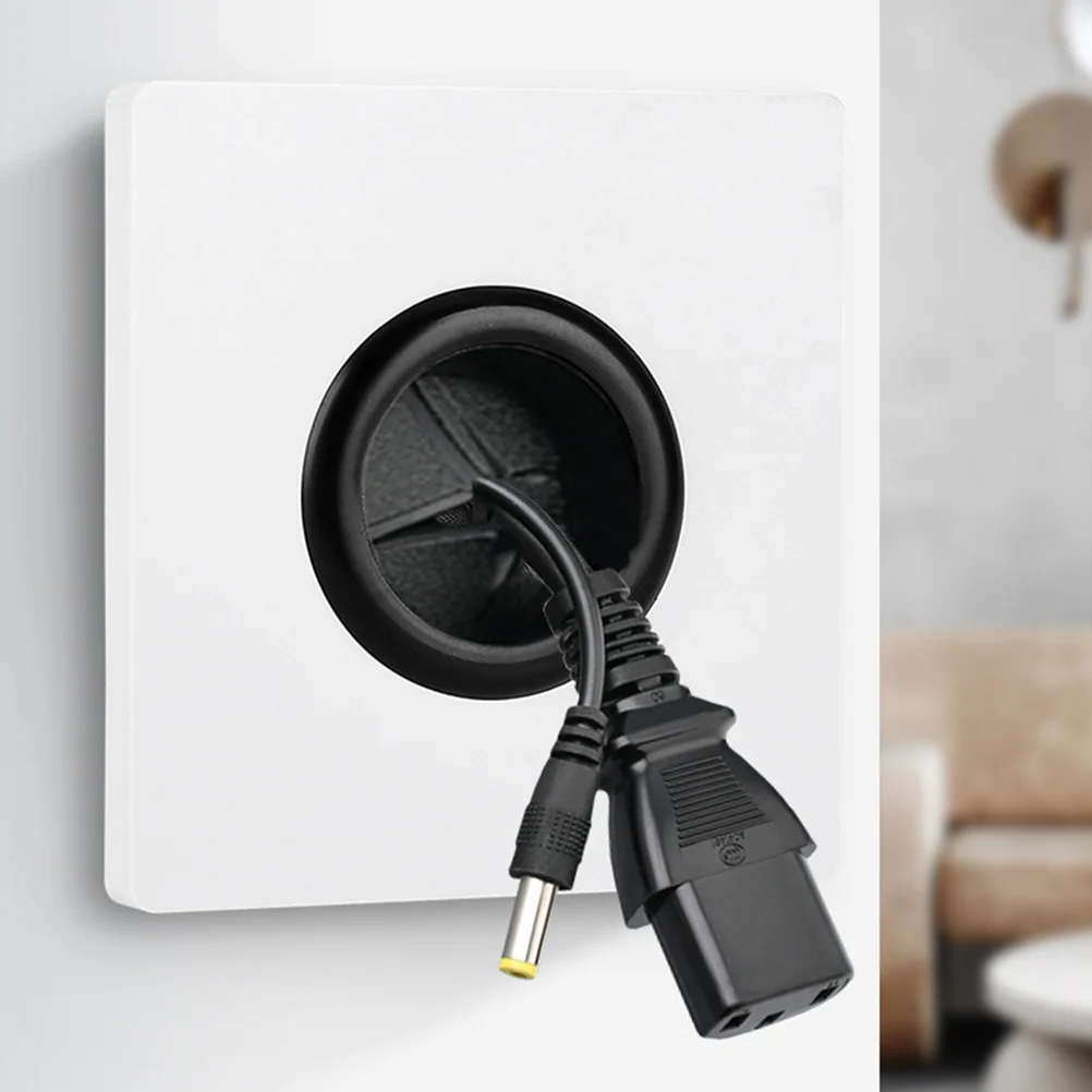 5 Pcs Threaded Socket Wall Plate Cable Pass Through Covers with Hole Management Plates Plastic for Blank