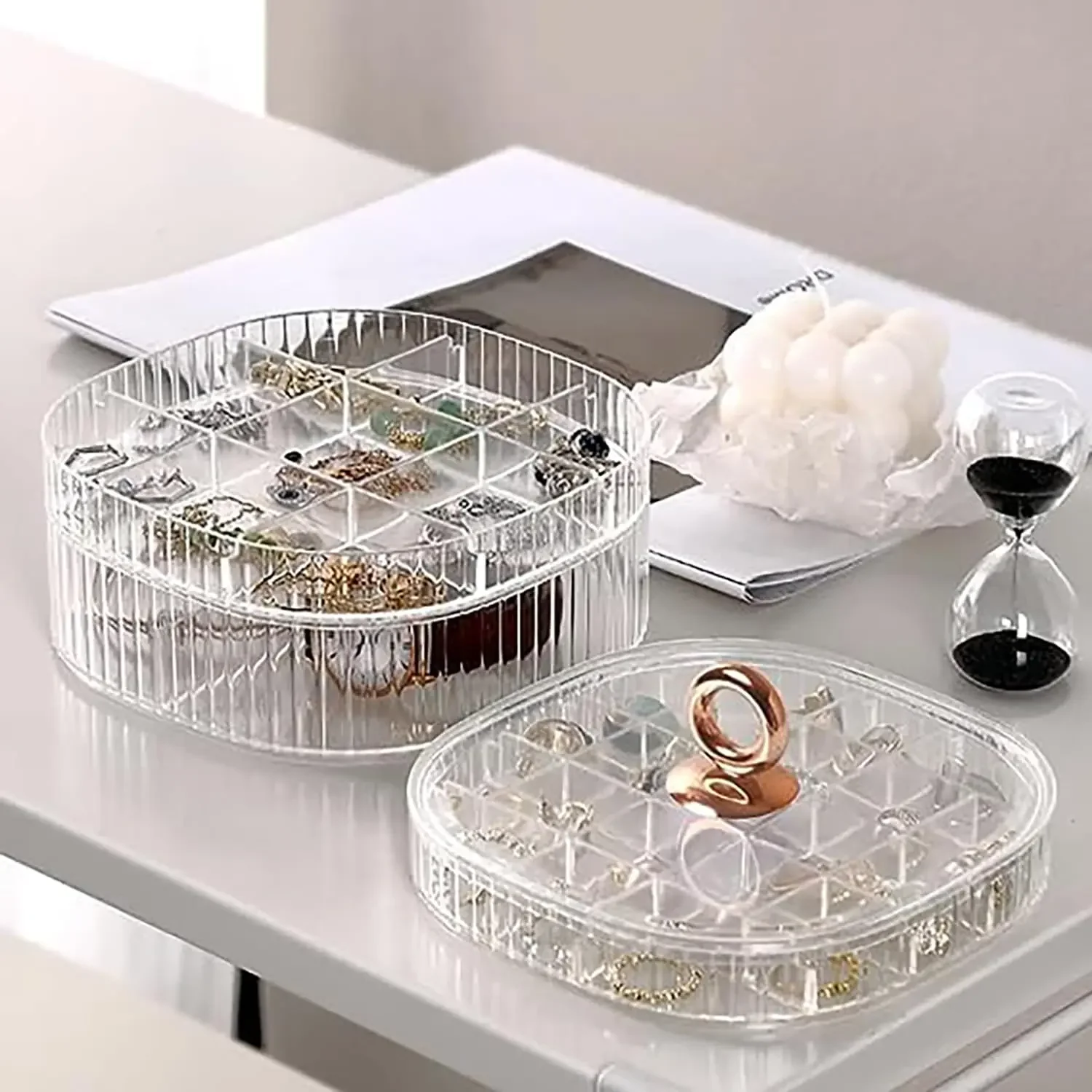 Jewelry Box, Jewelry Organizer with Handle, Clear Jewelry Boxes for Women Girls, Make Up Organizer, Jewelry Storage Holder - view 5