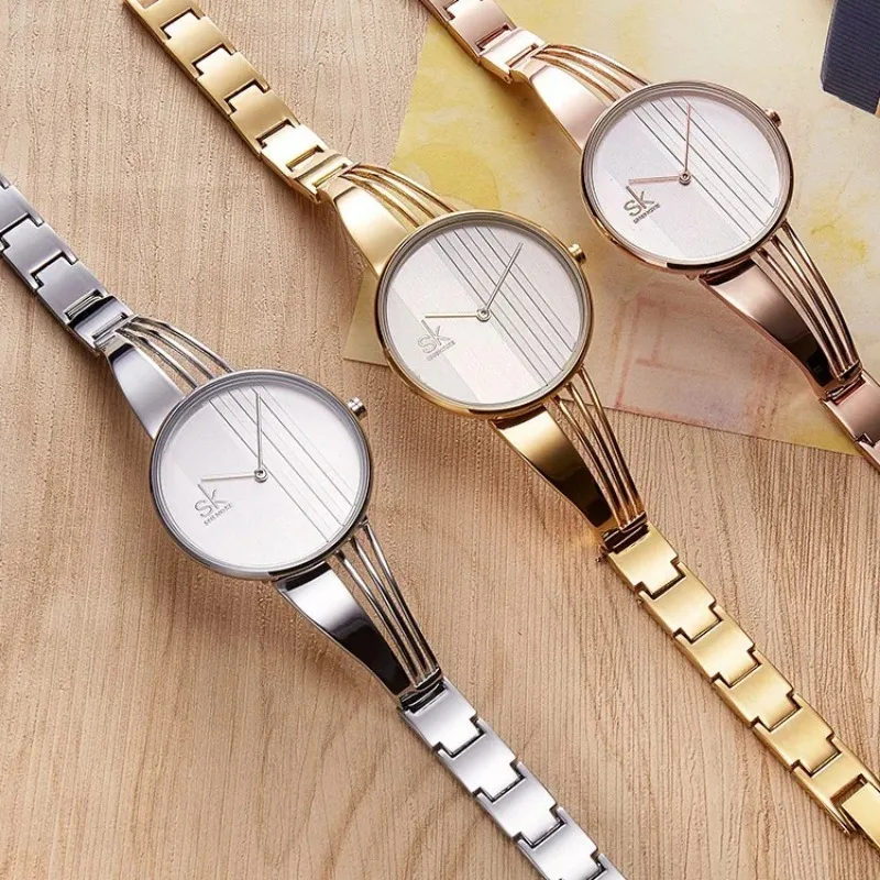 Women\'s Watch Fashion Creative Stripe Ladies Quartz Wristwatches Minimalist Two Pin Waterproof Women\'s Clock Reloj Para Mujer