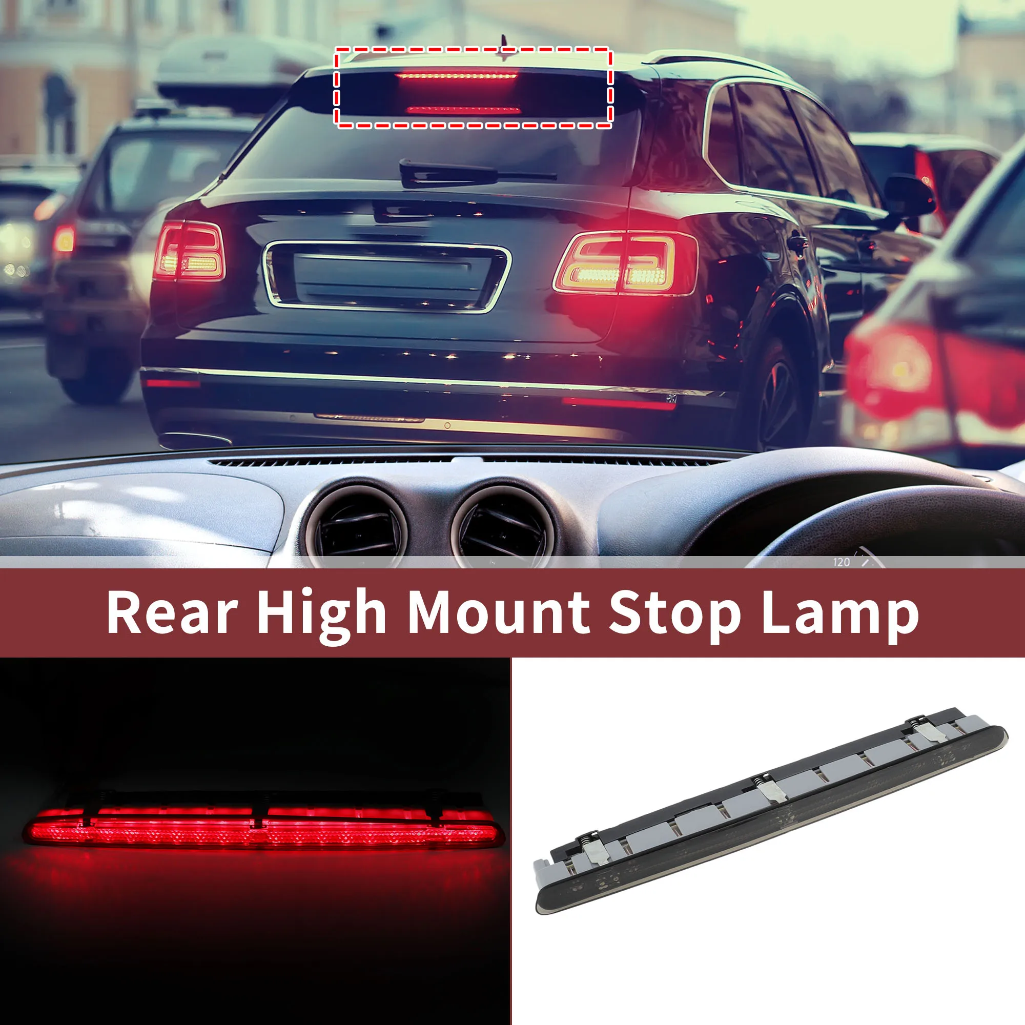 

UXCELL LED Third Brake Light No.8P3945097 Black 3rd High Mounted Stop Lamp Rear Center High Level Brake Light