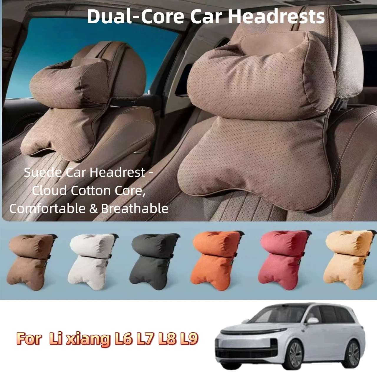 Dual-Layer Breathable Car Headrest For  Li xiang L6 L7 L8 L9  Double Layer Neck Shoulder Support 4 Seasons Univers