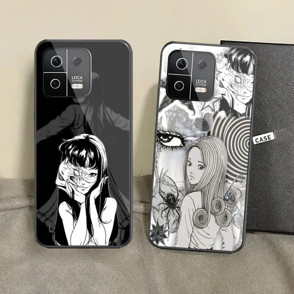 Junji Ito Tees Horror Phone Case For Xiaomi 14 Ultra 14 13T 13Pro 13 12T 12 11T 11i 11 Black Glass case