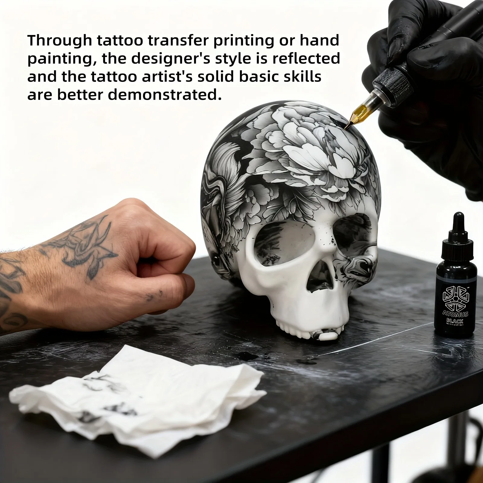 DQFART الوشم سيليكون الجمجمة الوشم ممارسة لوازم ماكياج اكسسوارات 3D رئيس فارغة التطريز الوشم الفنانين الوشم الإمدادات #5