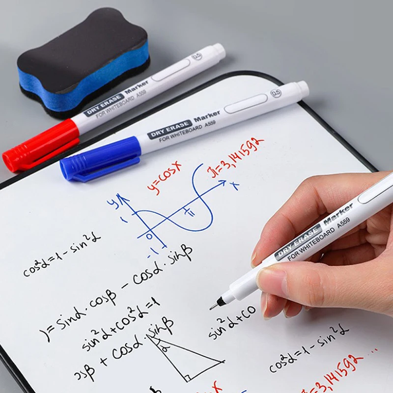 지울 수 있는 화이트보드 펜, 사무실 검사 방수 마커 펜, 매우 얇은 0.5mm 건조 지우기 펜