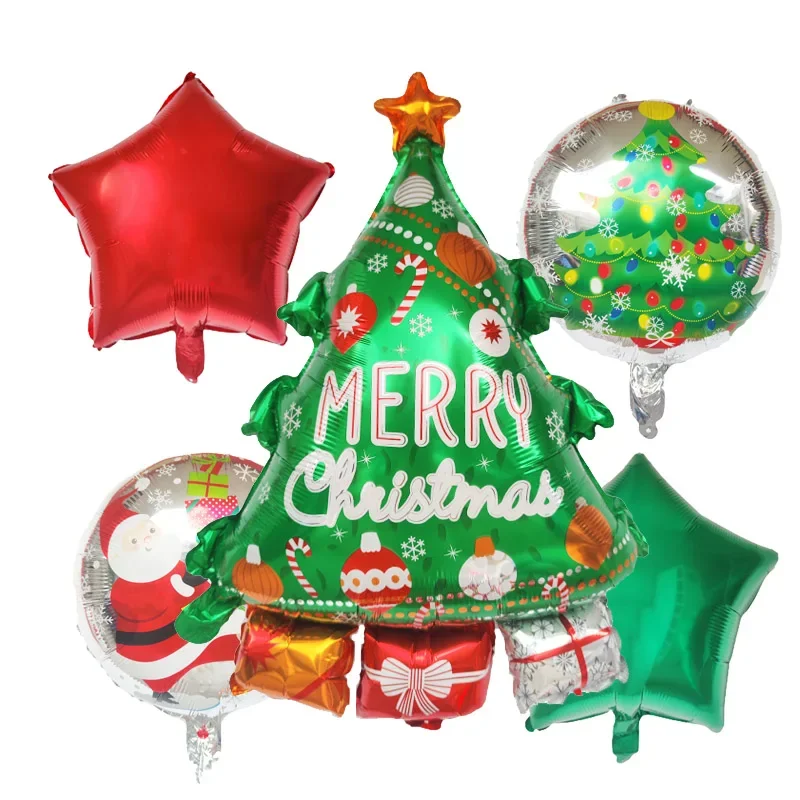 5 uds Globos de Feliz Navidad decoración lindo muñeco de nieve Santa globo de árbol de Navidad para Año Nuevo 2024 adornos para el hogar Globos regalos de Navidad