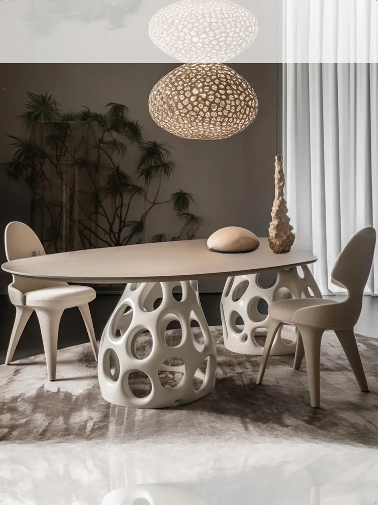 Cream series is 2 meters long, medium and ancient style, white design sense, long dining table