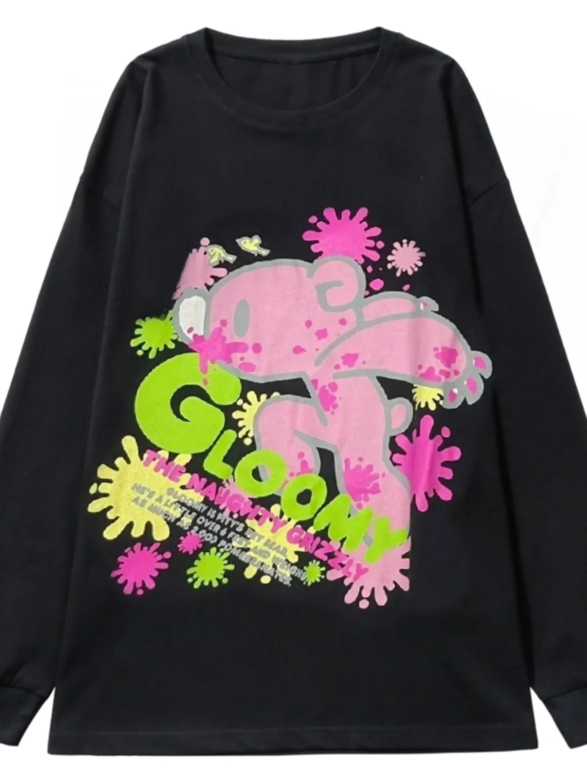 

Толстовка с капюшоном Long Sve из чистого хлопка с принтом медведя, оверсайз, удобная посадка Dopane Harajuku, верхняя одежда, женская мода