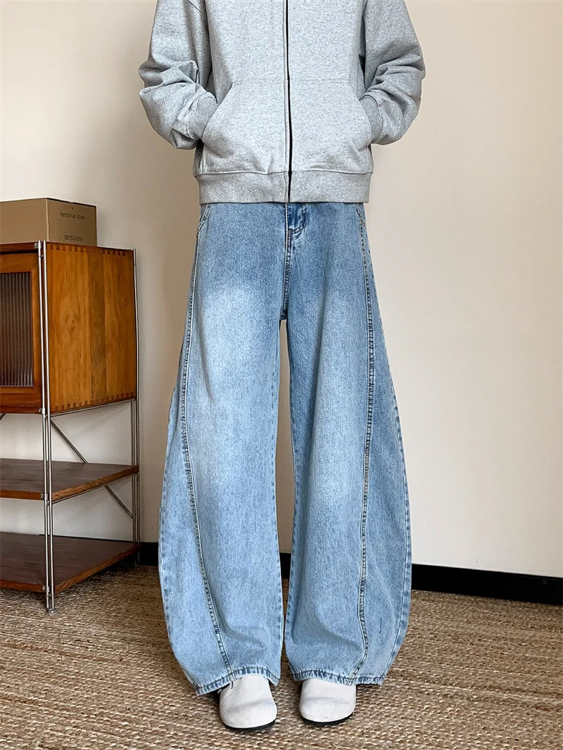 

Винтажная рабочая одежда Waed, джинсы, мужские прямые длинные брюки, американские тяжелые широкие длинные брюки, модные повседневные джинсы