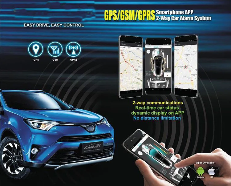 2 Way 4G GPS/GSM Car Alarm System PKE Keyless Entry & Push Button Engine Start/Stop App Control Two-Way Remote Engine Start