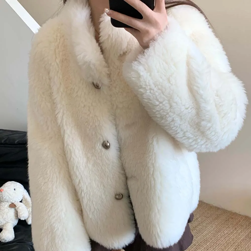 Jaqueta de pele de cordeiro para mulheres casacos de pele de lã pura casaco de inverno feminino de pele de ovelha
