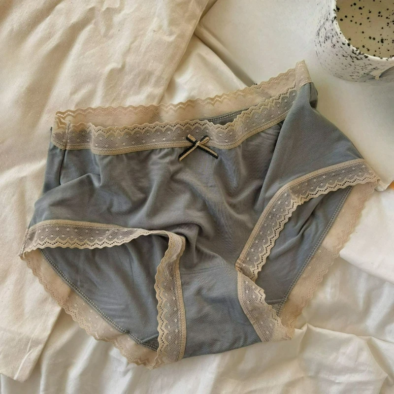 

Модальные трусики большого размера со средней талией, женские трусики из чистого хлопка с промежностью, кружевные японские милые тонкие дышащие женские трусы для девочек
