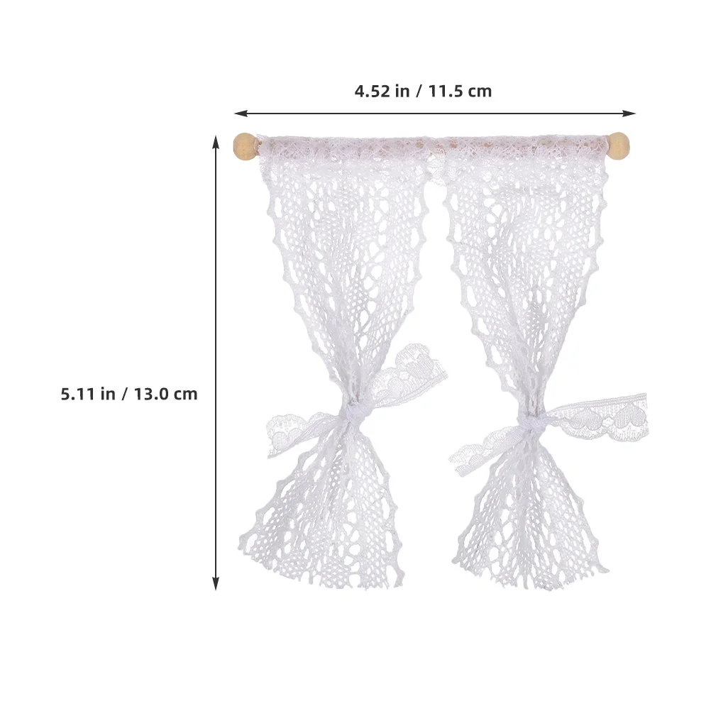 3 Pcs Model House Miniatures Drapes Curtain Arrangement Landscaping Prop Lace Models Door Accessories