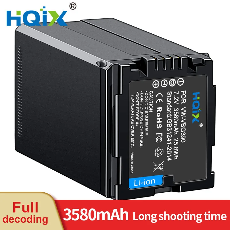 

HQIX for Panasonic HDC-SD100 DX1 HS20 HS300 SD10 SD1PP VDR-D50 SDR-H48 H41 PV-GS83 GS90 GS583 Camera VW-VBG390 Charger Battery