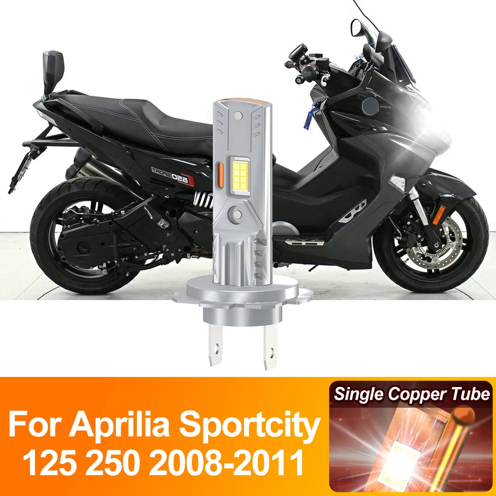 

1x Motorcycle LED Headlight 6000K White H7 Replacement Moto Light Bulb 12V For Aprilia Sportcity 125 250 2008 2009 2010 2011