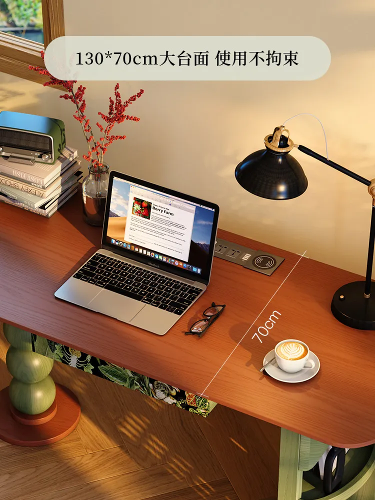 Hole board integrated desk with drawers retro desk shelf computer desk