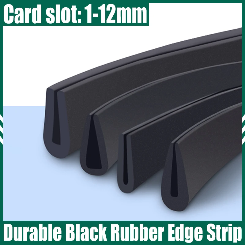 1 Meter Black Rubber Edge Strip Anti-Collision Protection Strip Edge Shield U-shaped Edge Sealing Strip For Metal Glass Edge