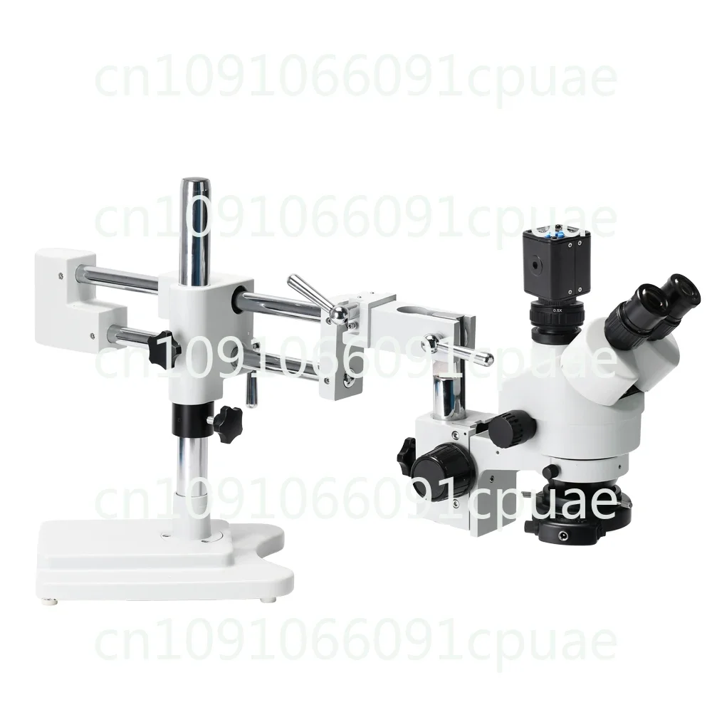 3.5X-90x Simul-Focus Double Boom Bracket Trinocular Stereo Zoom Microscope 24MP