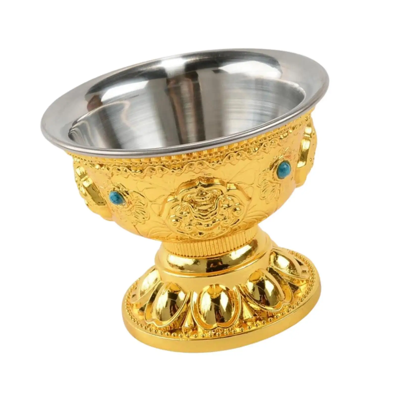 Tibetan Decoration Buddhist Offering Bowl Durable Stainless Interior Decorative Bowl for Home Shrine Temple Prayer Ritual