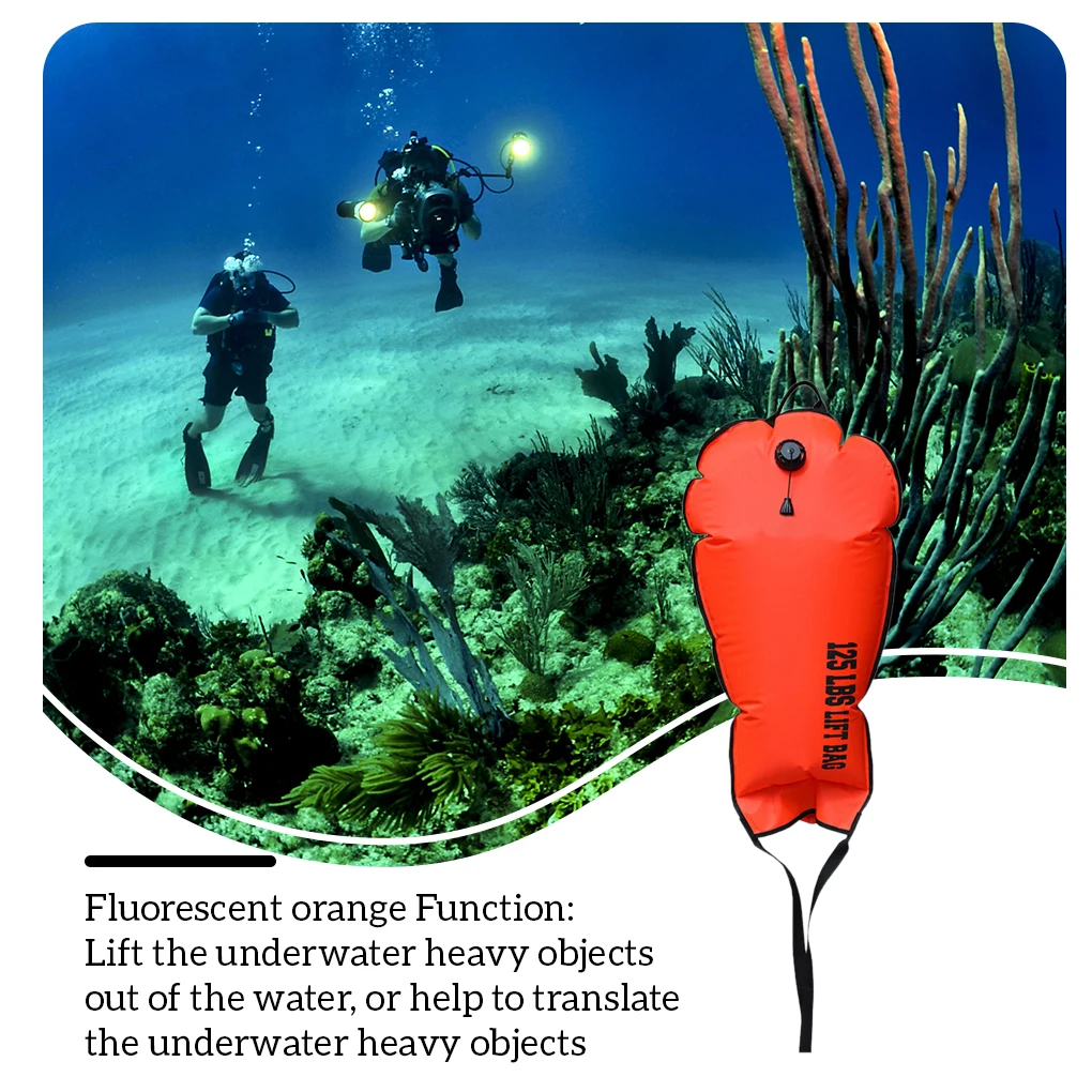 Dive Lift Bag Decompression with Head Pumping High Visibility Buoy Float Multi-Functional Marker Scuba Supplies