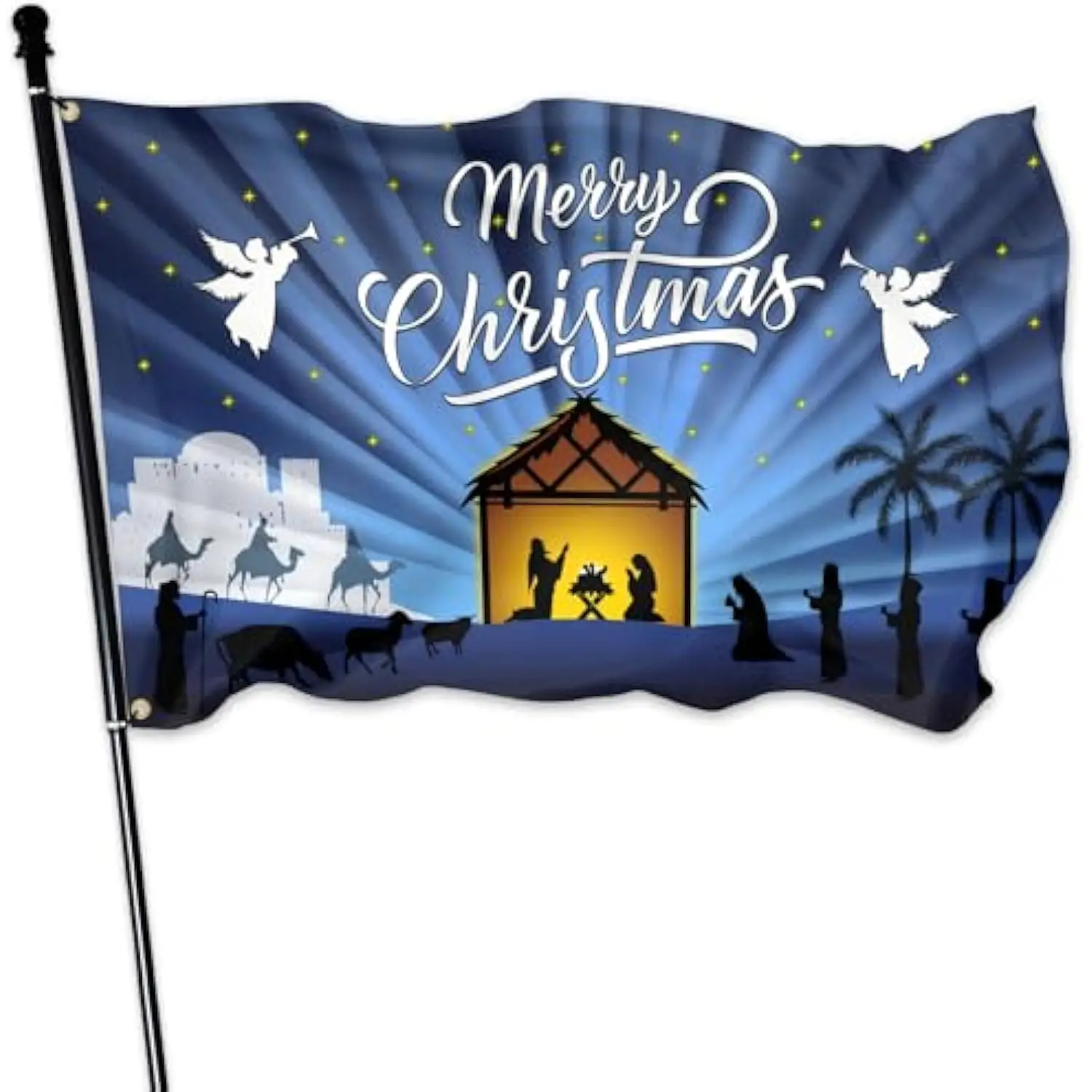 Nativity Christmas Flag Outdoor Single-sided Printing Merry Christmas Christian Jesus Scene Yard Decor