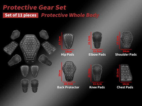 WOSAWE CE المستوى 1 موتو دراجة نارية الظهر الكوع الركبة الكتف الصدر الورك سترة إدراج والعتاد درع سباق حماية