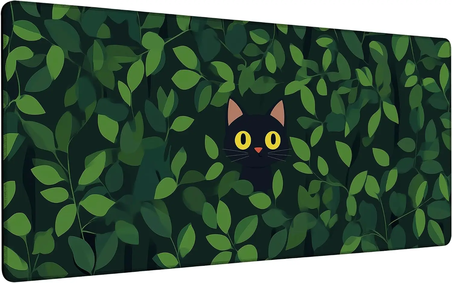 1Pcs Mouse Pads Cute Mouse Pads 900x400 Black Cat Hide Green Leaves Large Non Slip Mouse Mat Writing Desk Pad