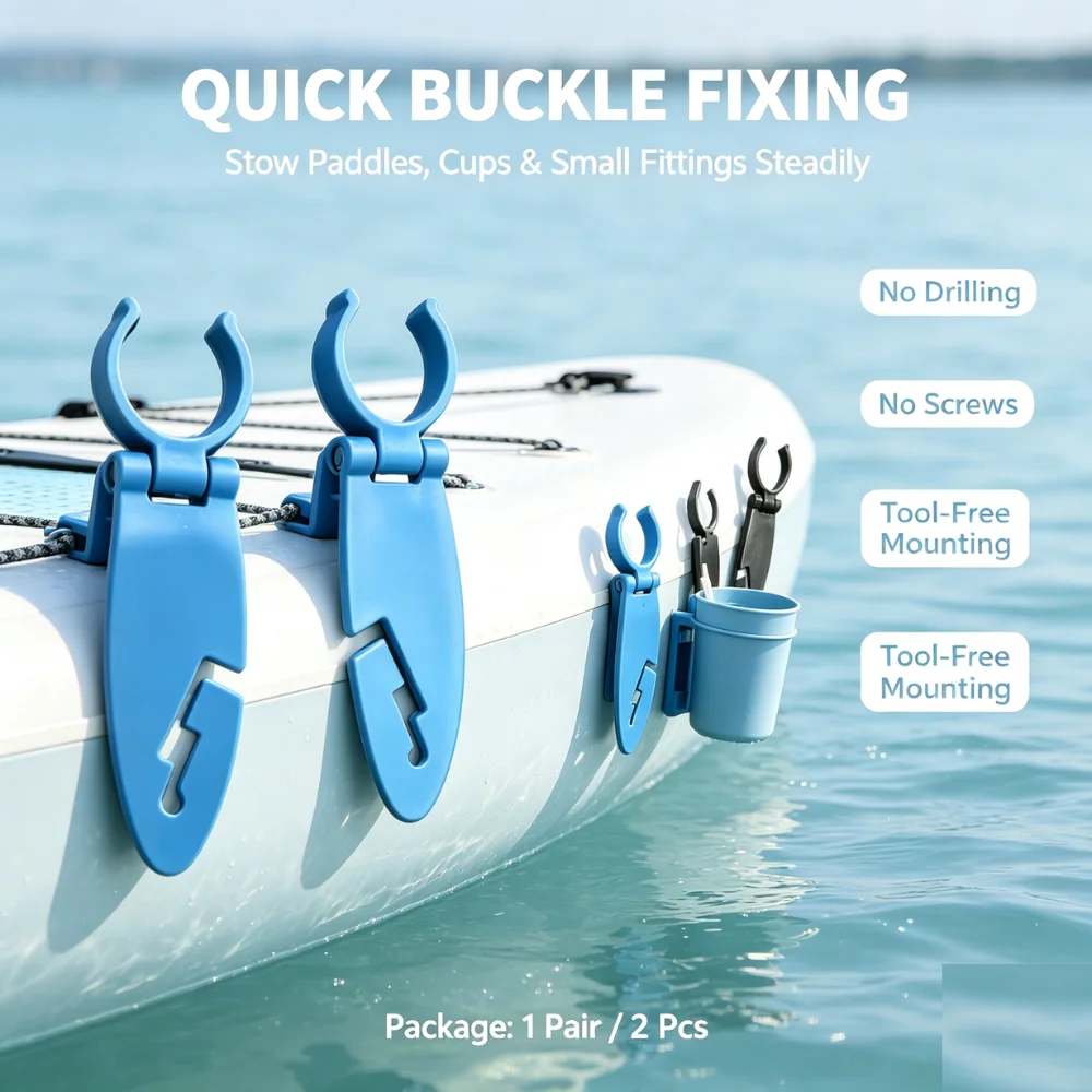 Paddleboard Paddle Holder Clips PP Plastic Quick Fix Clamp Lightweight Kayak Canoe Accessories For Outdoor Water Sports