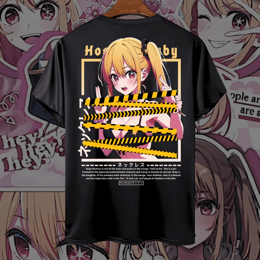 KRONE Kaos Anime RUBY HOSHINO Katun Premium 24s NO SENSOR - Tshirt Oshi No Ko Oversize Pria Dewasa