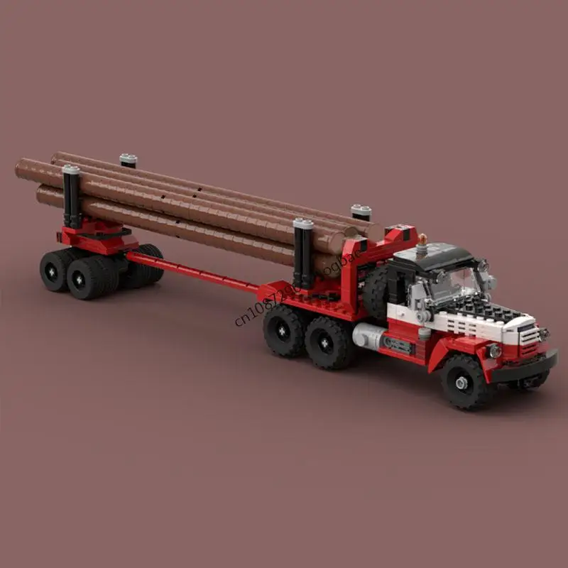 

698Pcs Moc City Engineering Series Mammoth Logging Pole Trailer Truck Model Creative Ideas Kids Toys Gifts Technology Blocks Moc