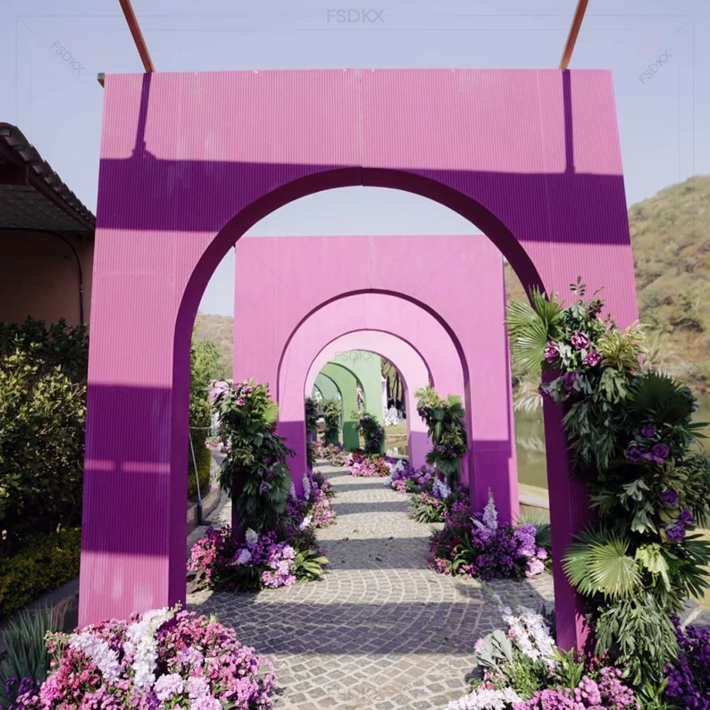 Wedding Backdrops Arch Door Shape White Pink Romantic Wedding Entrance Wedding Event Pvc Arch Backdrop Event Decoration