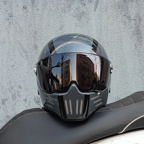 Imagen 2 del producto ORZ casco de cara completa casco de moto Vintage Chopper casco Retro capacete de motocicleta casco modular aprobación DOT