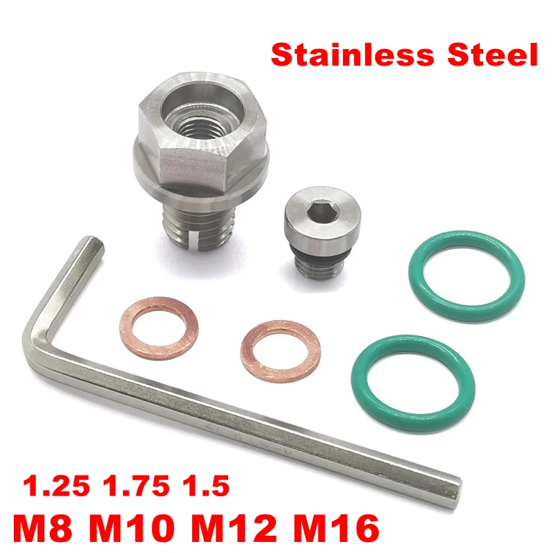 M8/10/12/14/16 1.25/1.5/1.75 Oil Drain Plug Oversize Piggyback Stainless Steel Self Tapping Oil Pan Thread Repair