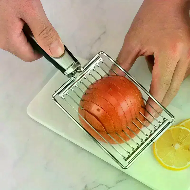 Steel Tomato Slicer - Manual Vegetable And Fruit Cutting Machine, Perfect For Salads And Sandwiches Stainless