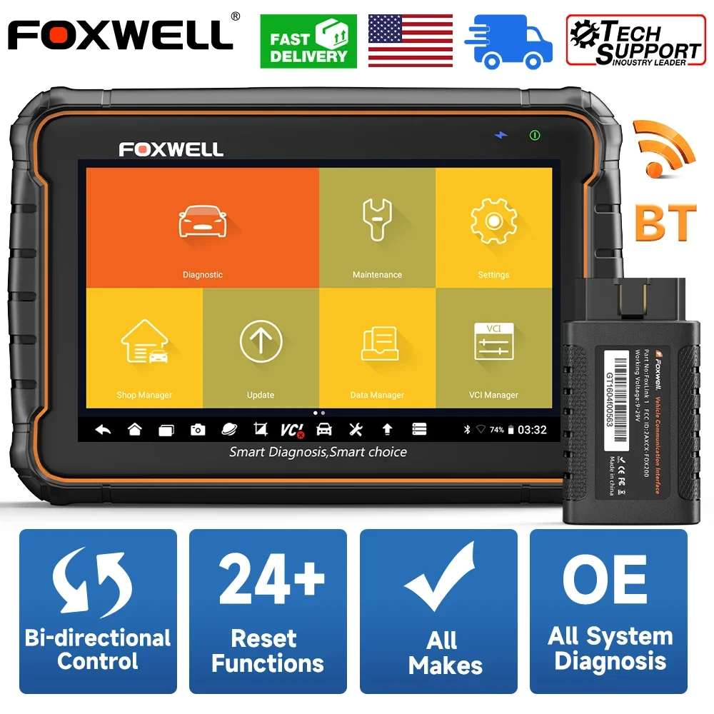 Foxwell GT60 OBD2 Diagnostic Tool Full System Active Test Car Code Reader 24 Reset Service Professional OBD 2 Automotive Scanner