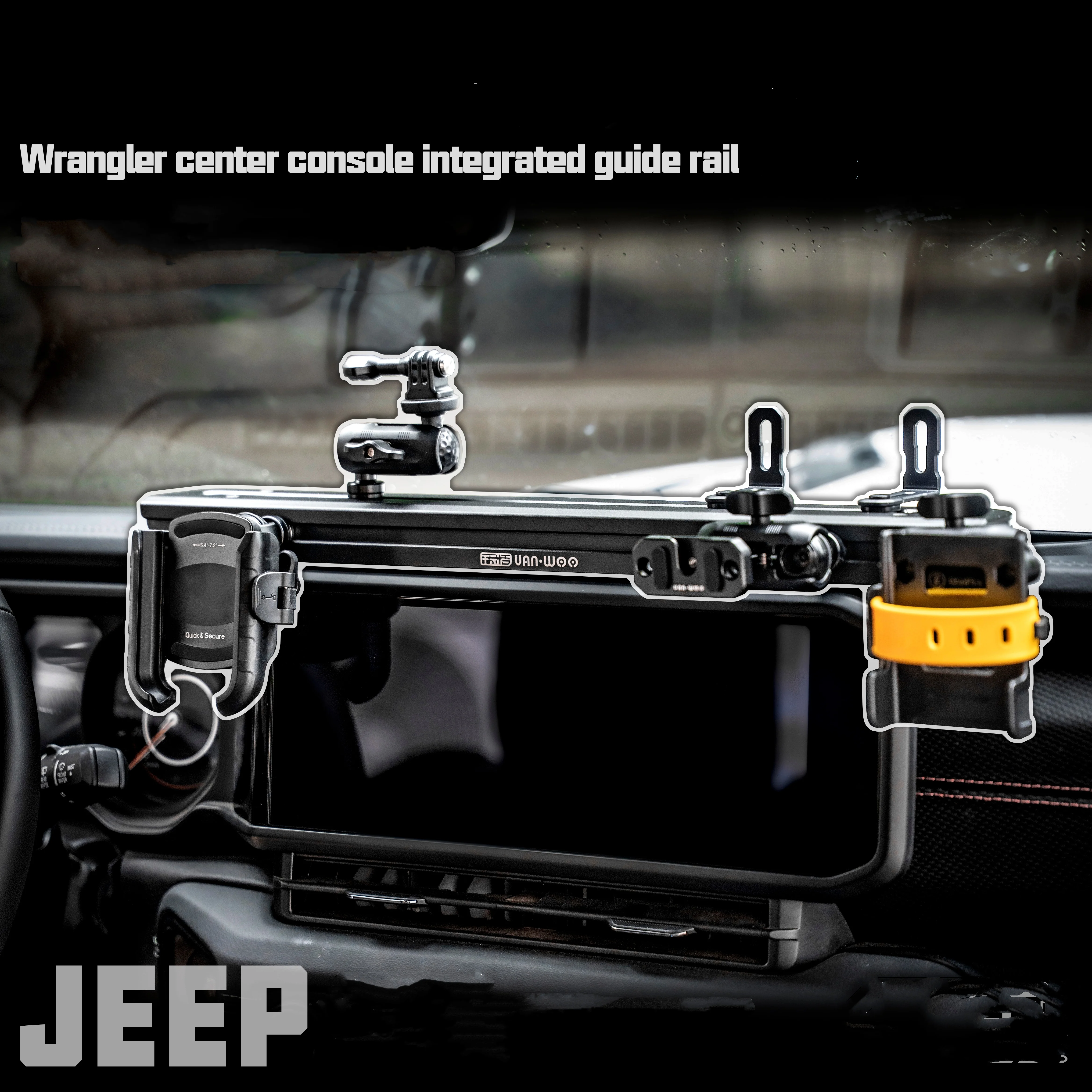 VAN007 Car Dashboard Bracket with Mobile Phone Navigation Holder Center Console Multifunction Bracket for Jeep Wrangler JL 24++