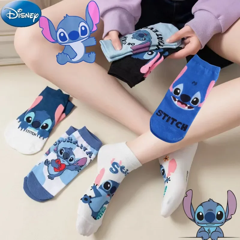 

Disney Anime Lilo & Stitch Cartoon Cotton Short Socks 1/5pair for Summer Soak Up Sweat Breathable Ankle Boat Low Cut Socks Gift