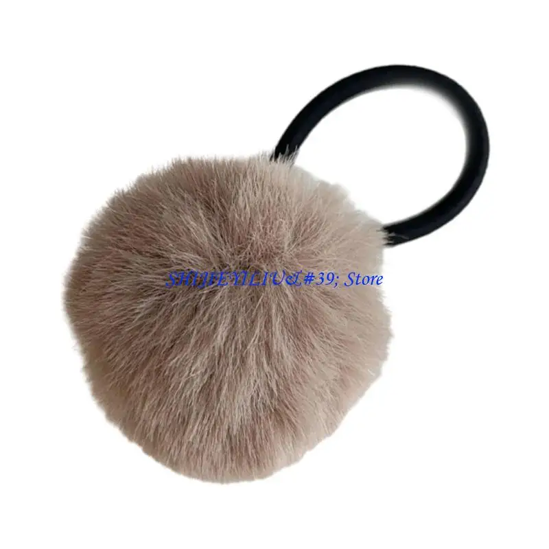 

E21F 2 Pcs Princess Colorful Pompoms Hair Tie Furry Ball Ponytail Holder Enchanting Y2K Furry Ball Hair Tie Hair Rope