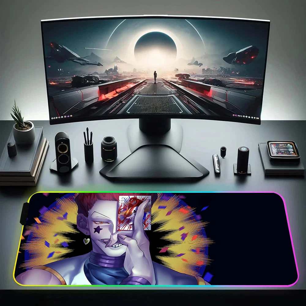 Hunter x Hunter RGB Pc Gamer Keyboard Mouse Pad Mousepad LED Glowing Mouse Mats Rubber Gaming Computer Mausepad