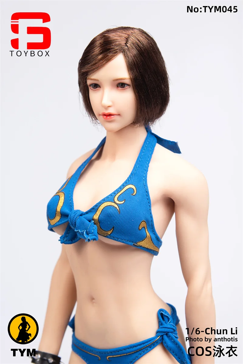 TYM045 1/6 Female Chunli Cosplay Clothes Set Sexy Swimsuit Underwear Bikini Bra Briefs Bracelet Shoes For 12'' Action Figure