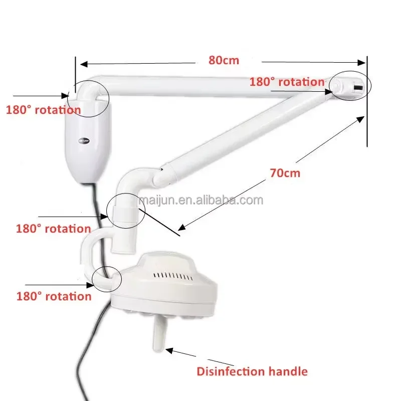 RCW Wall-mounted 30W LED Electric Aluminum Alloy Small Dome Gooseneck Examination Lamp 30000Lux Vet Gynecology Medical Exam