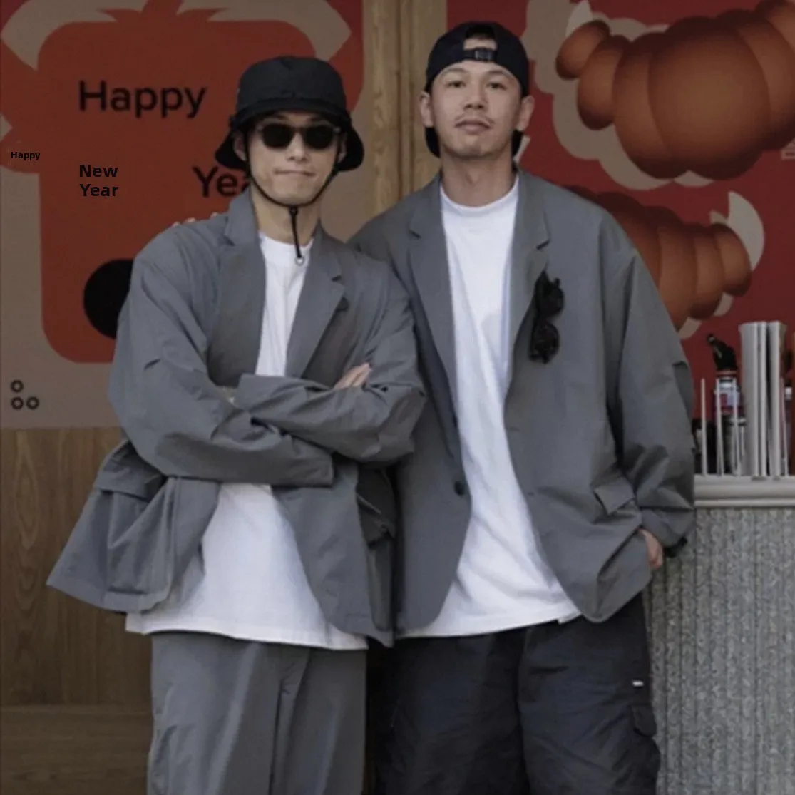 

Loose Casual Men's Suit Jaet y Ootd Long Valley Produced 25ss Polyester Nylon Cosite Fiber Autumn Spring