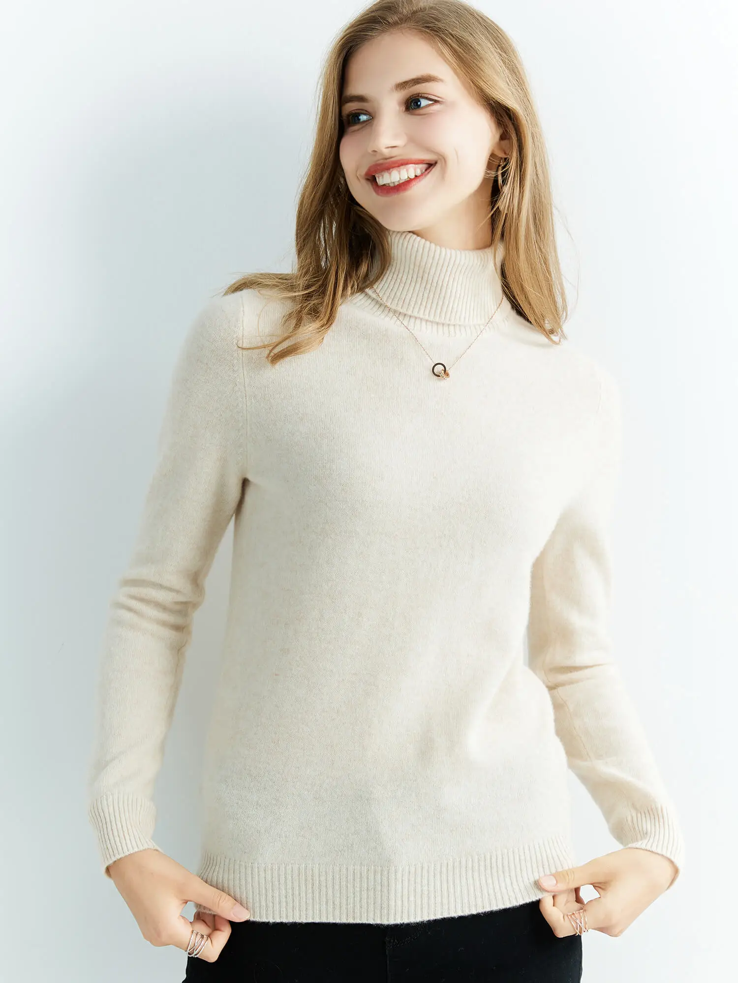Gestrickte Pullover Kaschmir Pullover frauen 100% Merino Wolle Rollkragen Mode Pullover Winter Herbst Jumper Top Weibliche Kleidung – Detail 6