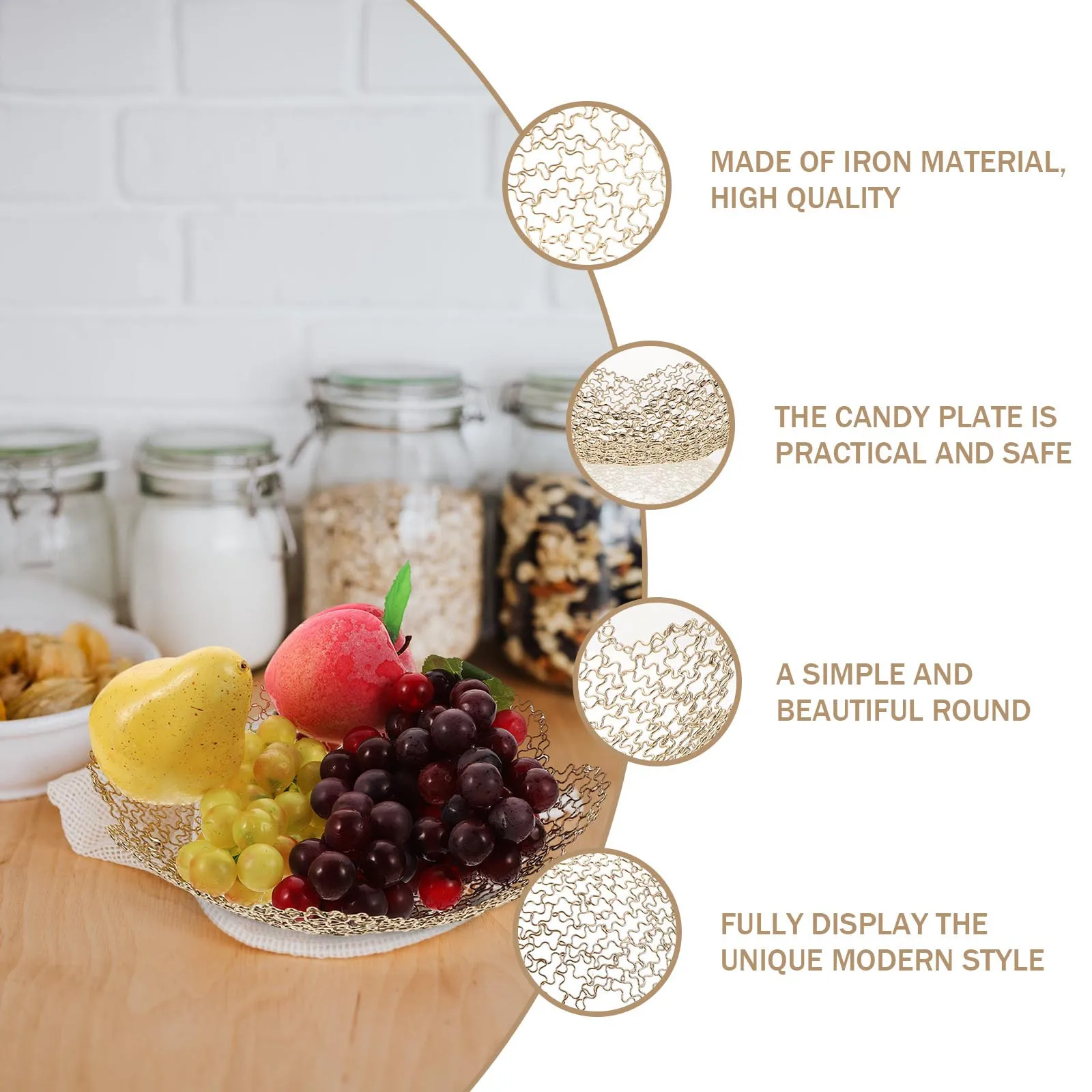

1pc Iron Fruit Tray Storage Container Snack Plate Dessert Holder Compact Nuts Holder Iron Food Storage Plate Household Fruit
