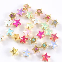 Glitter Crafts Glass Star shape diamond cucito strass con Base in oro cristalli Flatback decorazioni per vestiti fai da te