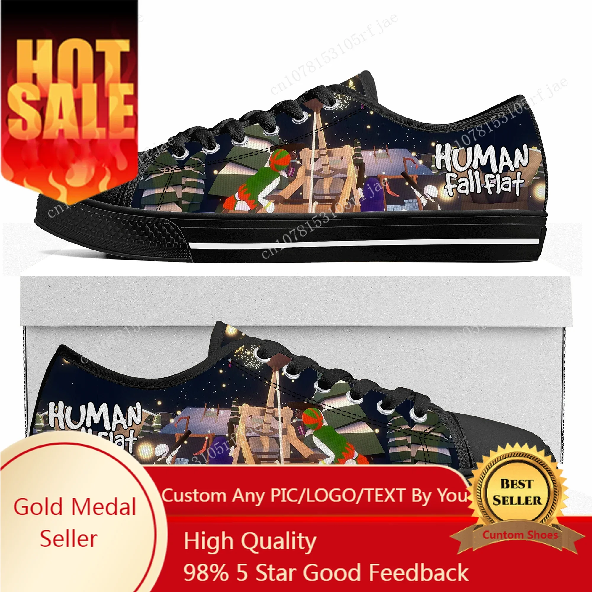 

Cartoon Game Human Fall Flat Low Top Sneakers Womens Mens Teenager Shoes Casual Fashion Tailor Made Canvas Sneaker