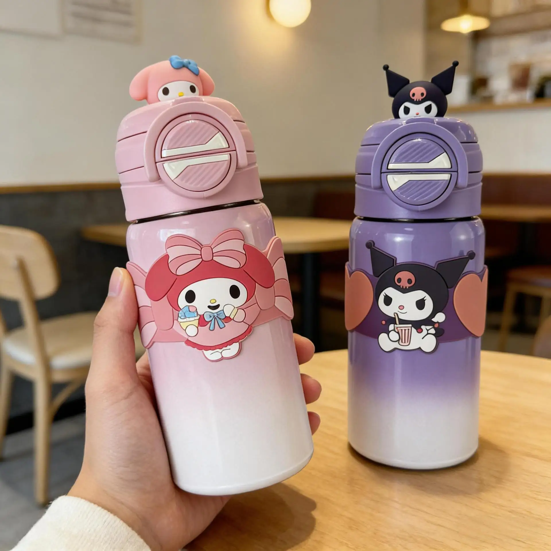 

Hello kitty Kuromi Insulated Water Bottle with Straw 600ML Cute Cup 316 Stainless Steel Thermos Bottle Portable Tumbler Vacuum F