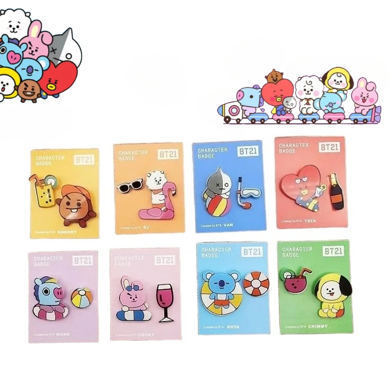 

Акриловый значок BT21 с аниме-персонажами, милый мультяшный дизайн, кавайный, унисекс, брошь, аксессуар для рюкзака и одежды, подарок.